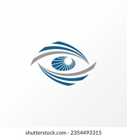 Logo design graphic concept creative abstract premium vector stock sign eye vision with 6 swoosh on top down Related to healthy care eyesight illusion