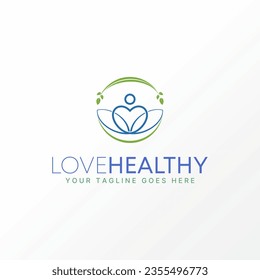 Logo design graphic concept creative abstract premium vector stock sign silhouette love, leaves, and lotus. Related to healthy care meditation yoga
