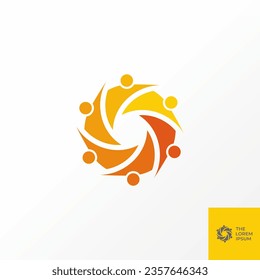 Logo design graphic concept creative abstract premium vector stock sign 6 happy silhouette shoulder grip on circular. Related to active community care