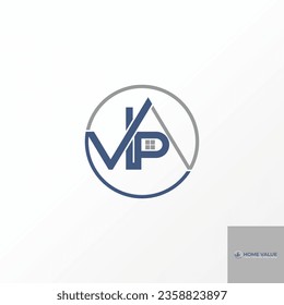Logo design graphic concept creative abstract premium vector stock initial letter VIP font with roof house window. Related home property construction