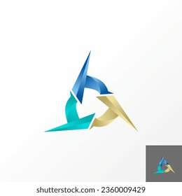 Logo design graphic concept creative abstract premium vector stock initial T font like triangle propeller or mill. Related monogram mechanic workshop