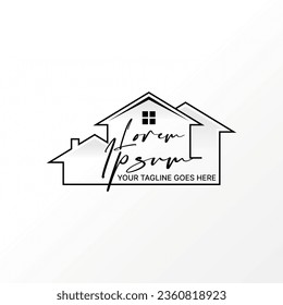 Logo-Design-Grafik-Konzept kreative abstrakte Premium-Vektorgrafik-Schild einfache Linie Haus mit 3 Dach Haus. In Zusammenhang mit Immobilien-Hypotheken