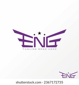 Logo design graphic concept creative abstract premium vector stock sign letter initial ENG font like eagle wings. Related monogram typography aviation