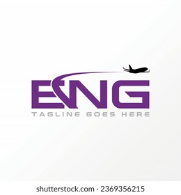 Logo design graphic concept creative abstract premium vector stock sign initial letter ENG font with plane flying Related typography monogram aviation
