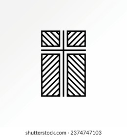 Diseño de logotipo concepto gráfico creativo abstracto material de señas de vectores premium patrón de arte de ventana único iglesia cristiana cruzada. Relacionados con el interior religioso