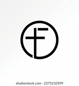 Logo design graphic concept creative abstract premium vector stock Church christian cross line like letter F font Related to monogram initial religion