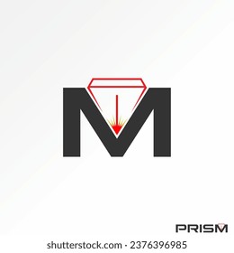 Logo design graphic concept creative abstract premium vector sign stock unique initial M font with lines pyramid prism. Related to monogram geometric