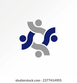 Diseño de logotipo concepto gráfico creativo abstracto material vector premium signo 4 fuente S inicial como feliz patrón humano activo Relacionado con la comunidad de monograma