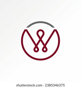 Diseño de logotipo concepto gráfico creativo premium material vector abstracto letra inicial única W línea de letra ovalada sobre círculo Relacionado con tipografía monogramo