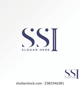 Logo design graphic concept creative abstract premium sign vector stock unique letter initial SSI serif font on cutting Related to monogram typography