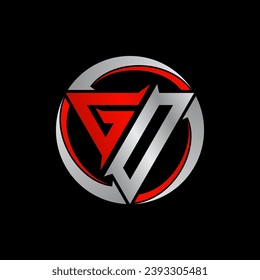 Logo design graphic concept creative premium vector stock unique initial letter GO or GD triangle font circle arrow Related to monogram sport fitness