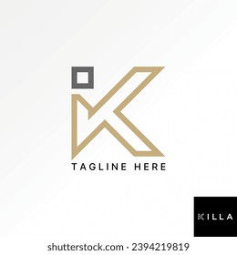 Diseño de logotipo concepto gráfico creativo abstracto material vector premium letra inicial K o IK tipo de letra doble línea techo Hogar monograma relacionado tipografía
