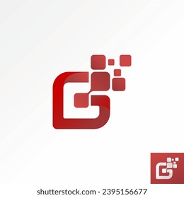 Logo design graphic concept creative premium abstract vector stock unique initial letter G font dot square tech symbol. Related to monogram typography
