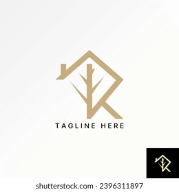 Logo-Design-Grafik-Konzept kreative Premium-abstrakte Vektorstock einzigartigen Anfangsbuchstaben K Schriftdach Stalk. Ähnliche Monographie-Eigenschaft
