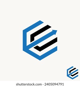 Logo design graphic concept creative premium abstract vector stock unique initial letter CE or EC font hexagon Related to monogram typography branding