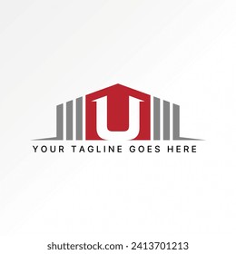 Logo design graphic concept creative abstract premium vector stock unique line front storeage warehouse building. Related indutries factory shop stock