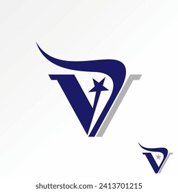 Logo design graphic concept creative premium vector stock unique initial letter V or DV font swoosh horn star. Related to monogram typography branding