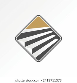 Logo design graphic concept creative abstract premium vector stock unique stairs up structure on parallelogram Related to interior architecture render