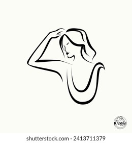 Logo design graphic concept creative abstract premium vector stock unique simple line art exotic pose woman. Related to beauty fashion lifestyle body