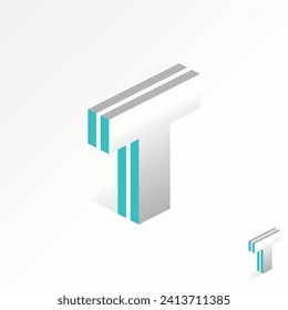Logo-Design-Grafik-Konzept kreative Vektorgrafik-Zeichen einzigartigen Stock-Anfangsbuchstaben T Schriftart 3D Linien Schatten. In Verbindung mit monogrammtypografischem Multimedia