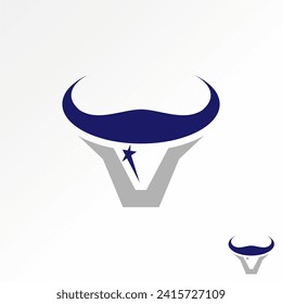 Logo design graphic concept creative vector stock unique initial letter V font swoosh horn head eye star. Related to monogram typography animal sport