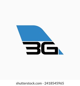 Logo design graphic concept creative premium stock vector initial letter 3G font airplane fin on top. Related to monogram typography aviation travel