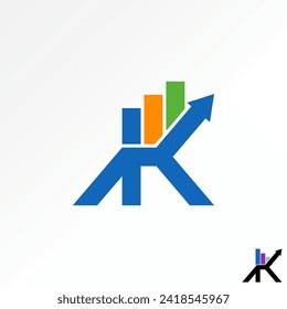 Logo design graphic concept creative premium vector stock initial letter K font business chart graph up arrow. Related to monogram typography branding