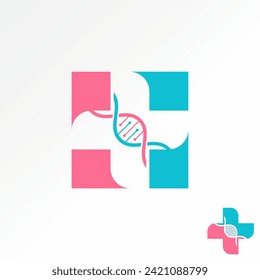 Logo design graphic concept creative abstract premium vector stock cross negative space with DNA structure inside Related to emergency health hospital