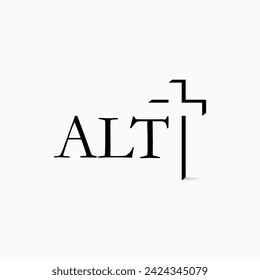 Logo design graphic concept creative premium vector stock initial letter Alt cross church  cutting negative space shadow Related to religion christian