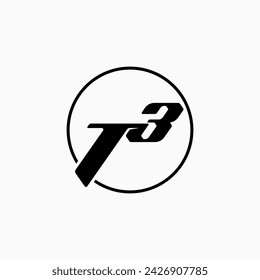 Diseño de logotipo concepto gráfico creativo premium vector stock letra inicial signo icono TB o T3 fuente línea de deporte círculo Relacionar monograma tipografía branding