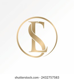 Diseño de logotipo concepto gráfico creativo premium vector stock abstracto signo letra inicial SL o LS serif fuente círculo conectar Relacionar monograma belleza marca