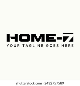Diseño de logotipo concepto gráfico creativo premium vector stock abstracto signo de la letra Home 7 martillo de la casa de la fuente. Relacionar monograma arquitecto renovación de la propiedad
