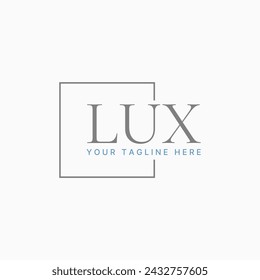 Logo design graphic concept creative premium vector stock sign initial letter Lux serif font with line square. Related monogram art beauty care brand