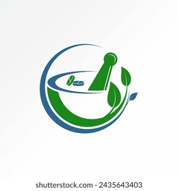 Diseño de logotipo concepto gráfico creativo premium vector stock abstracto signo trituradora de la farmacia cápsula de la hoja de la naturaleza botánica Relacionado con la medicina médica