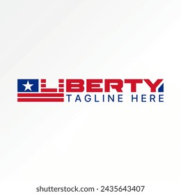 Diseño de logotipo concepto gráfico creativo premium abstracto vector stock signo letra Libertad con bandera americana única. Relacionado con estatua nacional de Nueva York