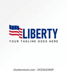 Diseño de logotipo concepto gráfico creativo premium vector stock abstracto signo letra Libertad con bandera americana única. Relacionado con estatua nacional de Nueva York