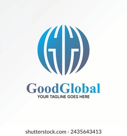 Diseño de logotipo concepto gráfico creativo premium abstracto vector stock signo letra inicial GG línea fuente en el mundo del globo Relacionado con esfera plano órbita terrestre