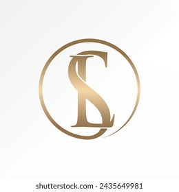 Logo design graphic concept creative vector premium stock abstract sign letter initial SL or LS serif font circle connect Relate monogram beauty brand