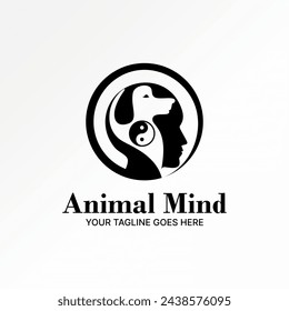 Logo design graphic concept creative premium vector stock abstract sign side face human fill head dog yin yang. Related to mind brain animal pets care