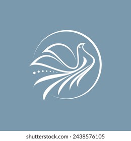 Logo design graphic concept creative premium vector stock abstract sign line art elegant flying bird dove pegeon Related to hand drawn beauty wildlife