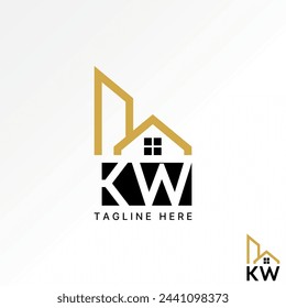 Logo design graphic concept creative premium vector stock abstract sign icon letter initial KW font line home building Related typography architecture