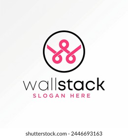 Diseño de logotipo concepto gráfico creativo de Vector premium letra de stock inicial W línea circular de fuente conectada patrón. Relacionado con la tipografía monograma branding