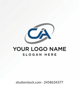 Diseño de logotipo concepto gráfico creativo premium stock de Vector inicial CIA o CJA línea de fuente conectada elipse swoosh. Marca de monograma de tipografía relacionada