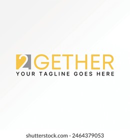 Logo design graphic concept creative vector premium stock abstract word text Together with number 2 negative space. Related monogram typography brand