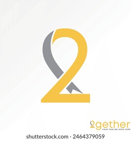 Logo design graphic concept creative vector premium stock abstract letter initial number 2 with aids tape awareness. Related to monogram healthy brand