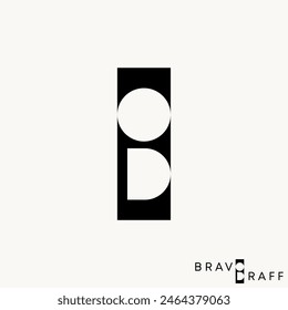 Logo design graphic concept creative vector premium stock abstract letter initial OD with negative space rectangle. Related monogram typography brand