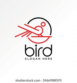 Diseño de logotipo concepto gráfico creativo premium Vector stock abstracto emblema círculo línea única arte fuera pájaro en tallo Relacionado con la libertad dibujo creativo