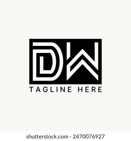 Logo design graphic concept creative premium vector stock abstract letter initial DW double twin line out font. Related to monogram typography brand