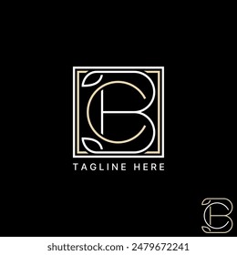 Logo design graphic concept creative premium abstract vector stock initial letter BC or CB line font leaves connect. Related monogram typography brand