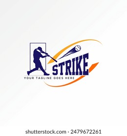 Logo design graphic concept creative premium vector stock abstract unique man strike baseball team  athlete Relate competition professional match game